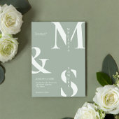 Modern Elegant Monogram Sage Groene Bruiloft Kaart
