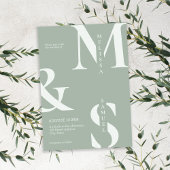 Modern Elegant Monogram Sage Groene Bruiloft Kaart
