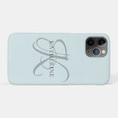 Modern Elegant Monogram Script Aqua Blue Case-Mate iPhone Case (Achterkant (horizontaal))
