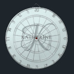 Modern Elegant Monogram Script Aqua Blue Dartbord<br><div class="desc">Het elegante ontwerp kenmerkt uw initiaal in een prachtig kalligrafiescript met bloemen die rond uw familienaam wikkelen. Maakt een geweldig cadeau voor oma,  een verjaardag,  voor Moederdag,  of een andere familie vakantie.</div>