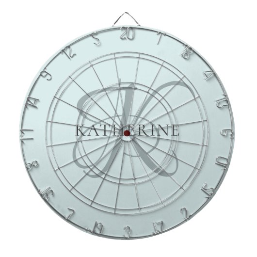 Modern Elegant Monogram Script Aqua Blue Dartbord (Voorkant)