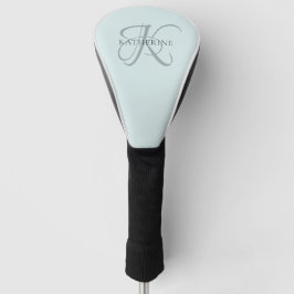 Modern Elegant Monogram Script Aqua Blue Golfheadcover