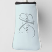 Modern Elegant Monogram Script Aqua Blue Golfheadcover (Draai 90)