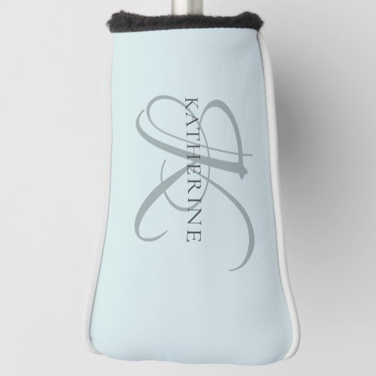 Modern Elegant Monogram Script Aqua Blue Golfheadcover (Draai 90)