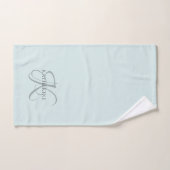 Modern Elegant Monogram Script Aqua Blue Handdoek (Handdoek)