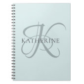 Modern Elegant Monogram Script Aqua Blue Notitieboek (Voorkant)