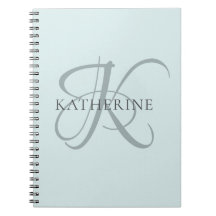 Modern Elegant Monogram Script Aqua Blue