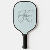 Modern Elegant Monogram Script Aqua Blue Pickleball Paddle (Achterkant)