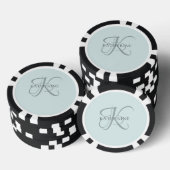 Modern Elegant Monogram Script Aqua Blue Poker Chips (Opstapeling)