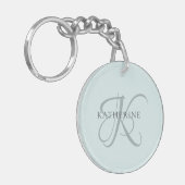 Modern Elegant Monogram Script Aqua Blue Sleutelhanger (Voorkant Links)