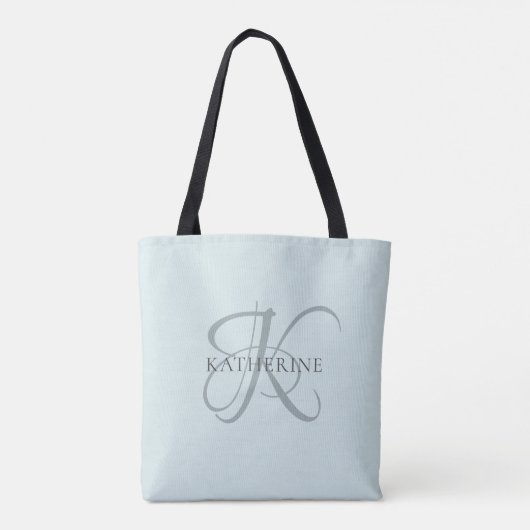 Modern Elegant Monogram Script Aqua Blue Tote Bag (Achterkant)