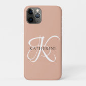 Modern Elegant Monogram Script Blush Roze Case-Mate iPhone Case (Achterkant)