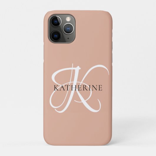Modern Elegant Monogram Script Blush Roze Case-Mate iPhone Case (Achterkant)