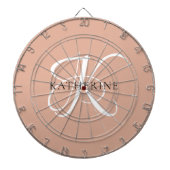 Modern Elegant Monogram Script Blush Roze Dartbord (Voorkant)
