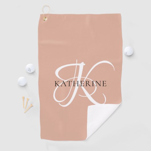 Modern Elegant Monogram Script Blush Roze Golfhanddoek (Insitu)