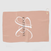 Modern Elegant Monogram Script Blush Roze Golfhanddoek (Horizontaal)