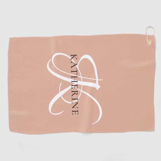 Modern Elegant Monogram Script Blush Roze Golfhanddoek (Horizontaal)