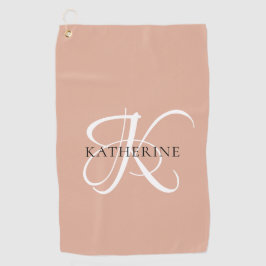 Modern Elegant Monogram Script Blush Roze Golfhanddoek