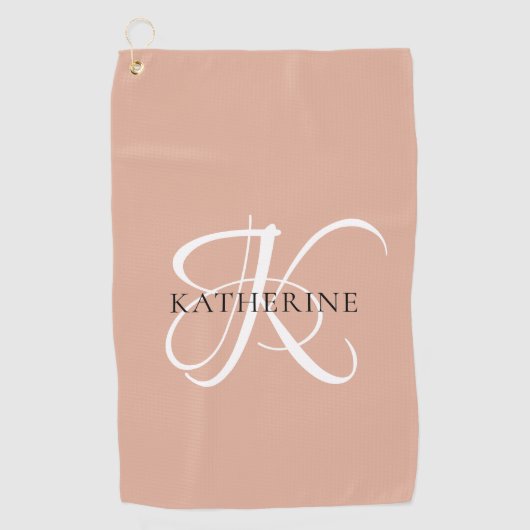 Modern Elegant Monogram Script Blush Roze Golfhanddoek (Voorkant)