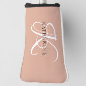 Modern Elegant Monogram Script Blush Roze Golfheadcover (Draai 90)