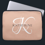 Modern Elegant Monogram Script Blush Roze Laptop Sleeve<br><div class="desc">Het elegante ontwerp kenmerkt uw initiaal in een prachtig kalligrafiescript met bloemen die rond uw familienaam wikkelen. Maakt een geweldig cadeau voor oma,  een verjaardag,  voor Moederdag,  of een andere familie vakantie.</div>