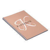 Modern Elegant Monogram Script Blush Roze Notitieboek (Rechterzijde)
