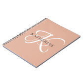 Modern Elegant Monogram Script Blush Roze Notitieboek (Linkerzijde)