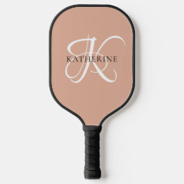 Modern Elegant Monogram Script Blush Roze Pickleball Paddle
