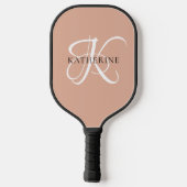 Modern Elegant Monogram Script Blush Roze Pickleball Paddle (Achterkant)