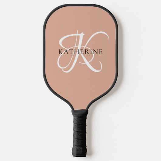 Modern Elegant Monogram Script Blush Roze Pickleball Paddle (Achterkant)
