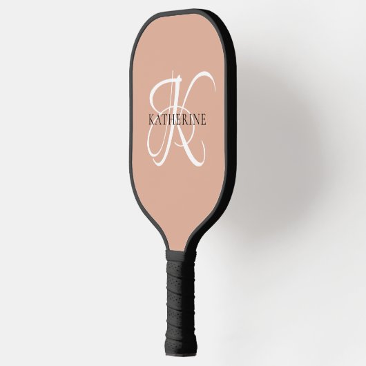 Modern Elegant Monogram Script Blush Roze Pickleball Paddle (Links)