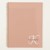 Modern Elegant Monogram Script Blush Roze Planner (Voorkant)