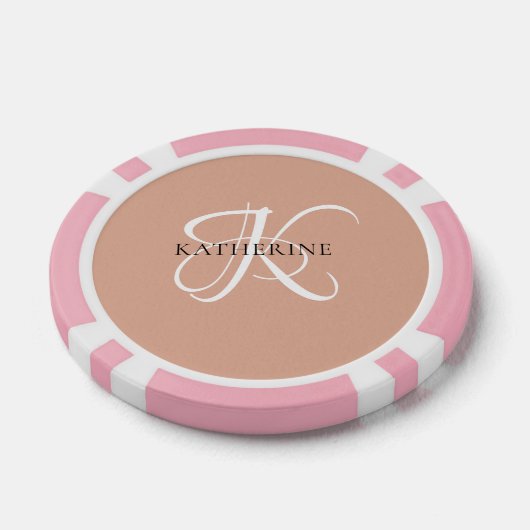 Modern Elegant Monogram Script Blush Roze Poker Chips (Enkel)