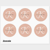 Modern Elegant Monogram Script Blush Roze Ronde Sticker (Vel)