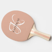 Modern Elegant Monogram Script Blush Roze Tafeltennisbatje (Zijkant)