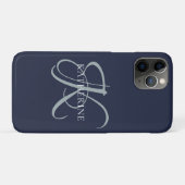 Modern Elegant Monogram Script Navy Blauw Case-Mate iPhone Case (Achterkant (horizontaal))