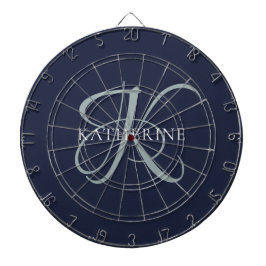 Modern Elegant Monogram Script Navy Blauw Dartbord