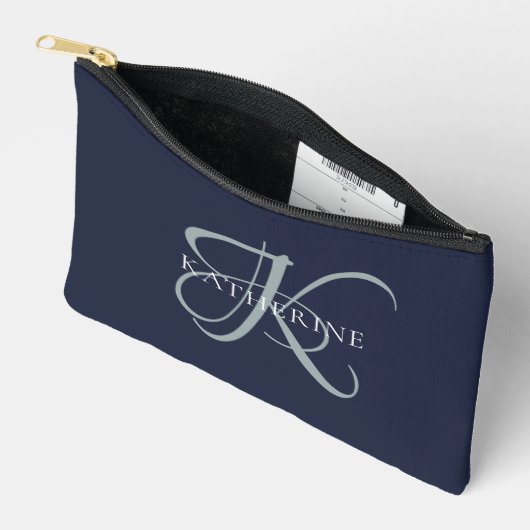 Modern Elegant Monogram Script Navy Blauw Etui (Open)