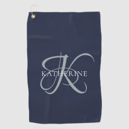 Modern Elegant Monogram Script Navy Blauw Golfhanddoek