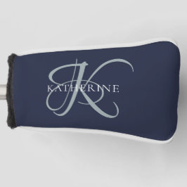 Modern Elegant Monogram Script Navy Blauw Golfheadcover