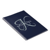 Modern Elegant Monogram Script Navy Blauw Notitieboek (Rechterzijde)