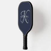 Modern Elegant Monogram Script Navy Blauw Pickleball Paddle (Links)