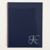 Modern Elegant Monogram Script Navy Blauw Planner (Voorkant)