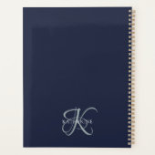 Modern Elegant Monogram Script Navy Blauw Planner (Achterkant)