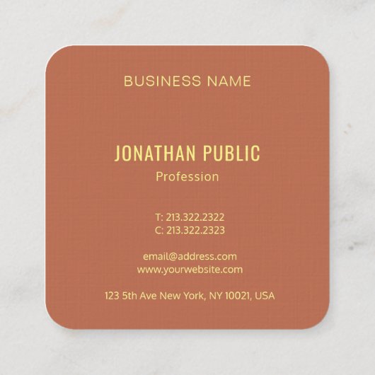 Modern Elegant Monogram Sjabloon Luxe Plein Vierkante Visitekaartje (Achterkant)