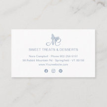 Modern Elegant Monogram Stoffige Blauwe Vlinder