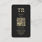 Modern Elegant Monogram T Bloemen Zwart Goud Visitekaartje (Achterkant)