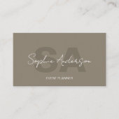 Modern Elegant Monogram Taupe Professional Visitekaartje (Voorkant)