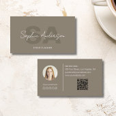 Modern Elegant Monogram Taupe Professional Visitekaartje