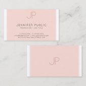 Modern Elegant Monogram Trendy Blush Pink Luxury Visitekaartje (Voorkant / Achterkant)